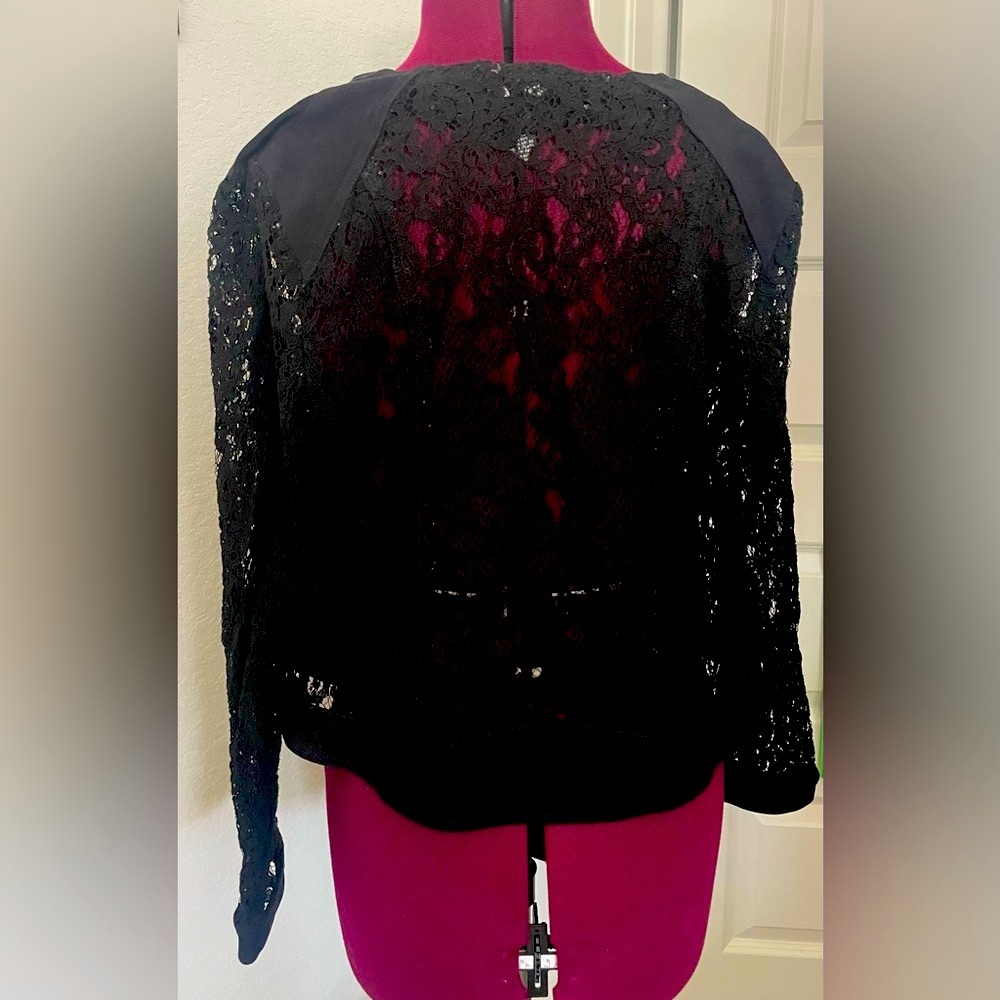 INC International Concepts Black Leather Moto Jacket - Picture 2 of 2